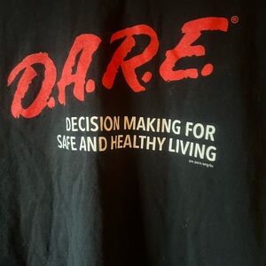 Black Crew Neck T-Shirt with D.A.R.E. Print